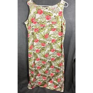 white stag women linen blend maxi dress large tropical coastal beachy vacation